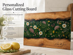 Custom Glass Cutting Board: Blue Resin Style - Personalized Names Included