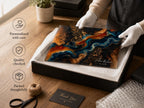 Personalized Glass Charcuterie Board, Dark Teal Geode Serving Board, Custom Couple Name Cutting Board, Wedding Gift