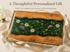 Custom Glass Cutting Board: Blue Resin Style - Personalized Names Included
