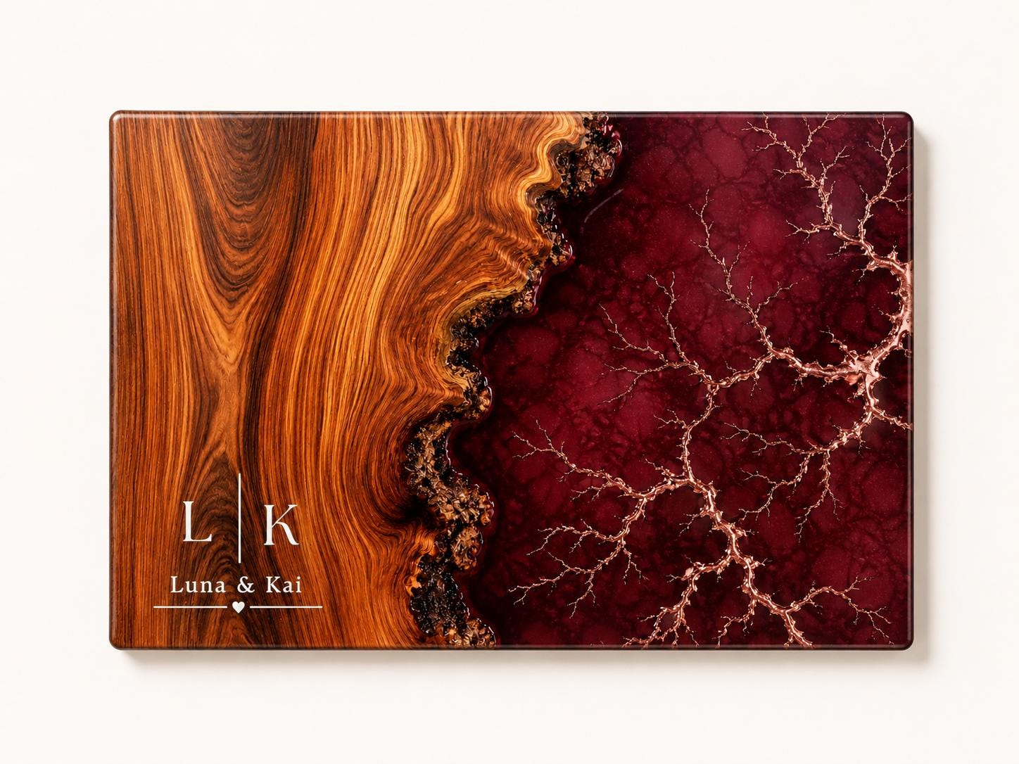 Purple Geode Glass Cutting Board - Personalized with Couple Names
