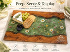 Personalized Cutting Board, Green Floral Chopping Board, Family Kitchen Gift