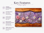Personalized Floral Cutting Board, Purple Wildflower Glass Board, Custom Kitchen Gift for Housewarming