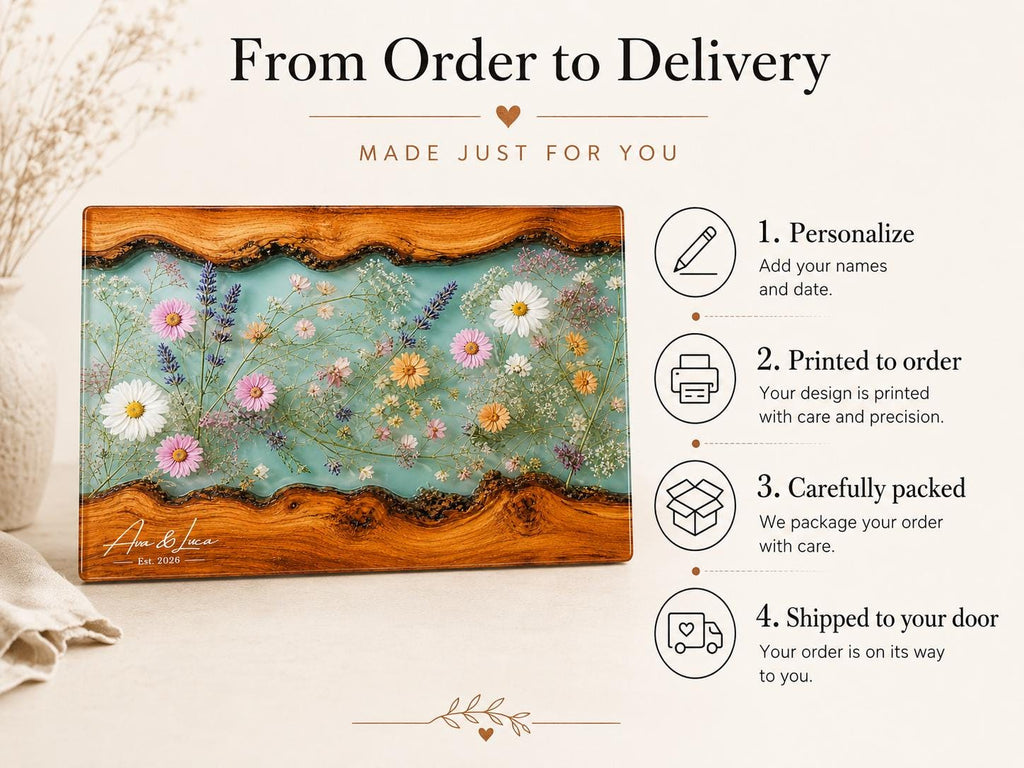 Botanical Cutting Board, Personalized Charcuterie Board, Wildflower Kitchen Gift