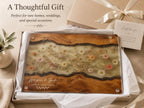 Couples Personalized Cutting Board, Blue Resin and Wood Grain (Custom Names)