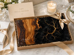 Personalized Glass Cutting Board, Purple Geode, Gold Accents (2 Sizes)