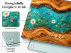 Personalized Turquoise Floral Glass Board, Custom Couple Cutting Board, Wildflower Kitchen Gift