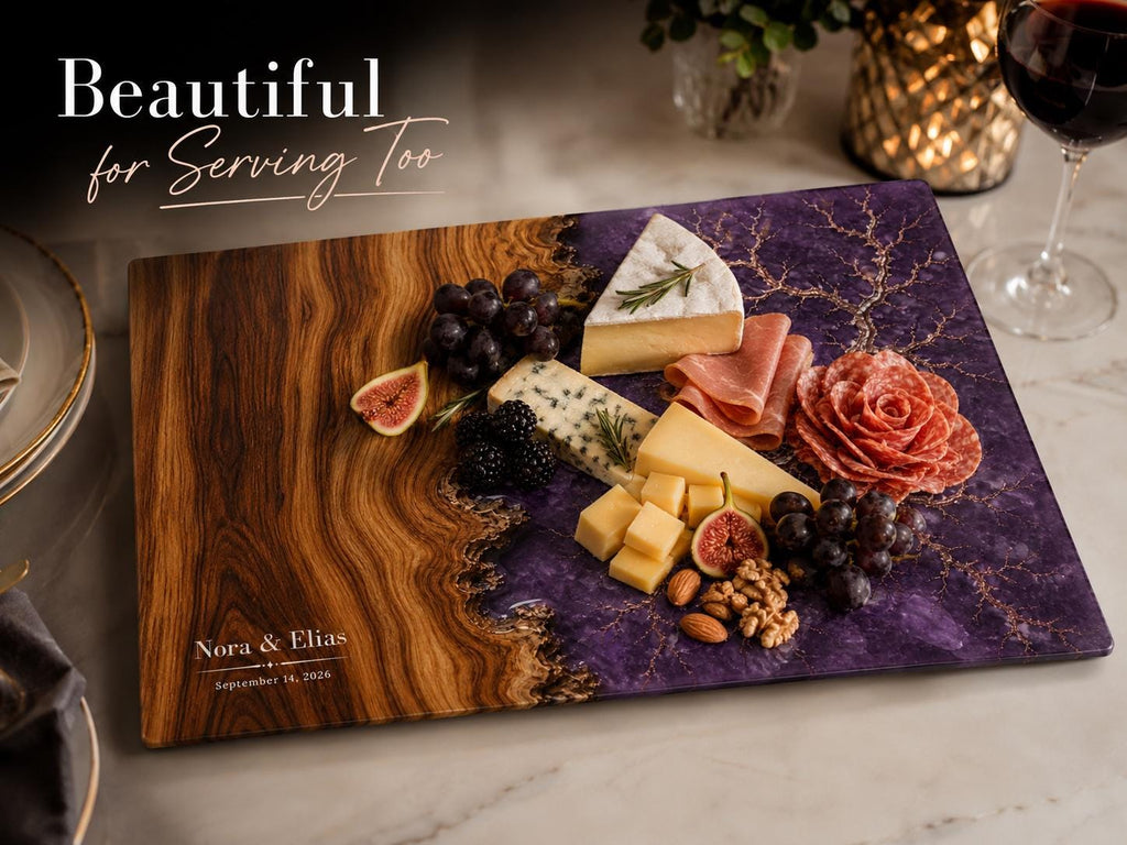 Personalized Cutting Board, Purple Geode Chopping Board, Wedding Gift Idea