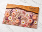 Glass Cutting Board - Purple Geode Design with Custom Couple Names