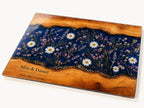 Personalized Glass Cutting Board: Blue Resin Look with Gold Accents