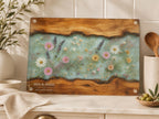 Glass Charcuterie Board: Personalized Blue Resin Design (Two Sizes)