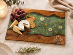 Personalized Cutting Board, Green Floral Chopping Board, Family Kitchen Gift