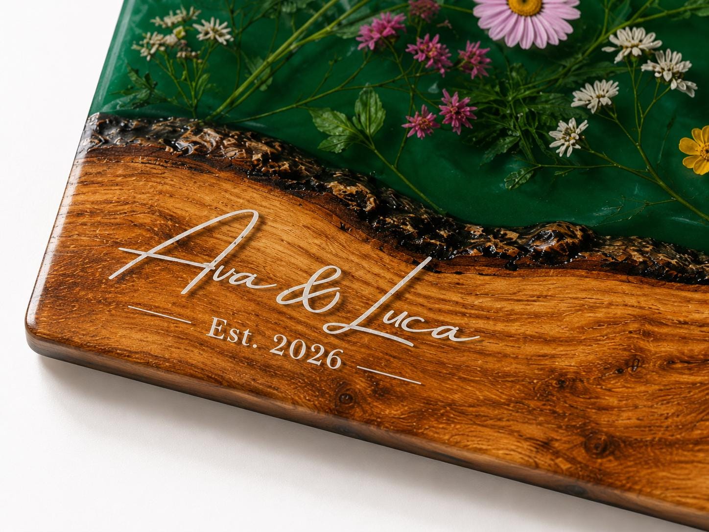 Custom Cutting Board: Blue Resin Style - Personalized Names