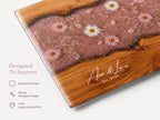 Custom Cutting Board: Blue Resin Style - Tempered Glass, Personalized Names