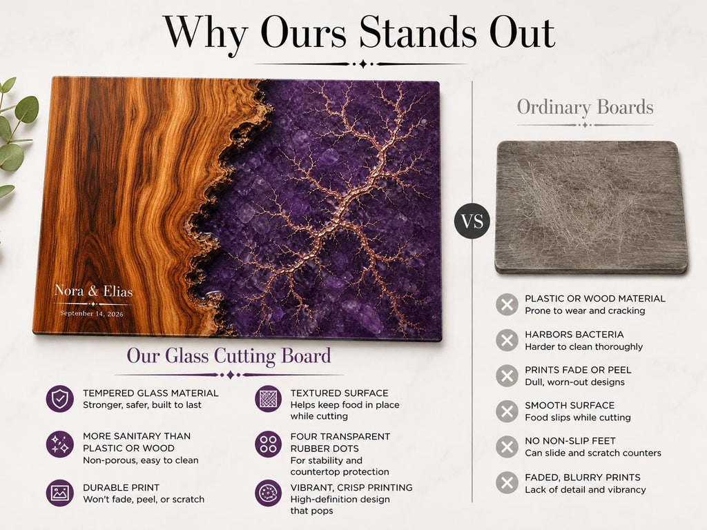 Personalized Cutting Board, Purple Geode Chopping Board, Wedding Gift Idea