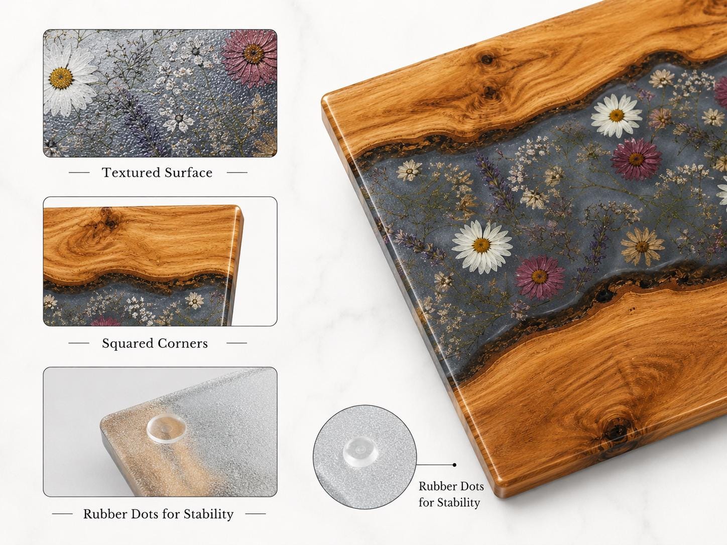 Personalized Charcuterie Board, Gray Floral Cutting Board, Housewarming Gift