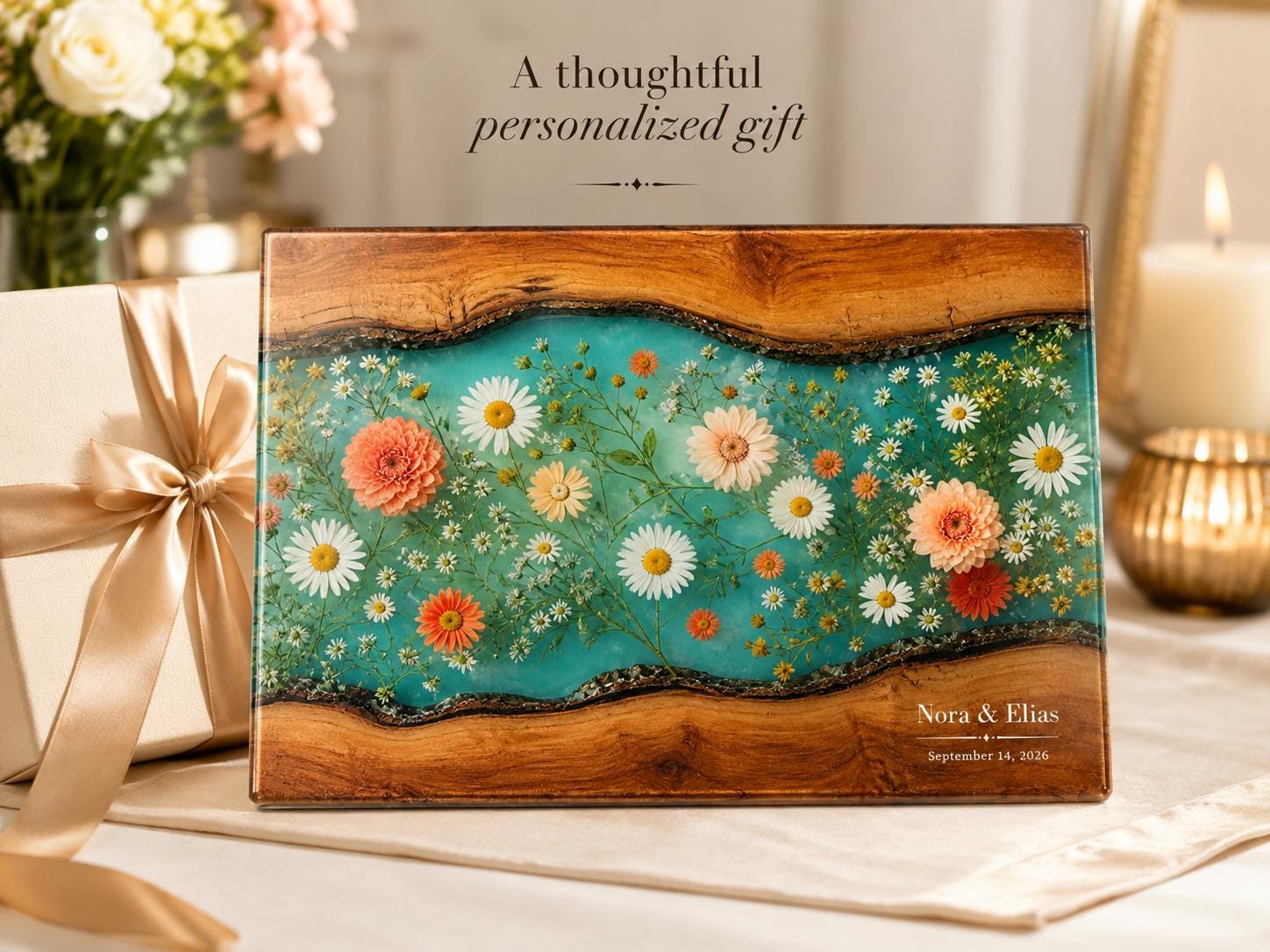 Floral Cutting Board, Personalized Charcuterie Board, Custom Kitchen Gift