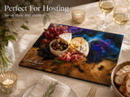 Custom Glass Cutting Board: Purple Geode Style - Personalized Names