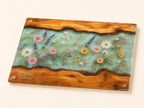 Glass Charcuterie Board: Personalized Blue Resin Design (Two Sizes)