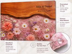Personalized Glass Cutting Board, Pink Floral Tempered Glass Board, Custom Couple Wedding Gift