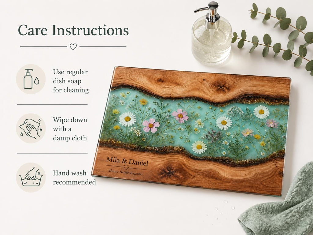 Personalized Cheese Board, Floral Cutting Board, Custom Couple Kitchen Gift