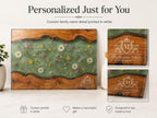 Personalized Cutting Board, Green Floral Chopping Board, Family Kitchen Gift