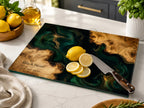 Custom Cutting Board: Blue Resin and Wood Grain - Personalized Names