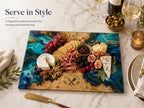 Personalized Glass Cutting Board - Blue Resin Style with Gold Details