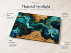 Personalized Glass Cutting Board - Blue Resin Style with Gold Details