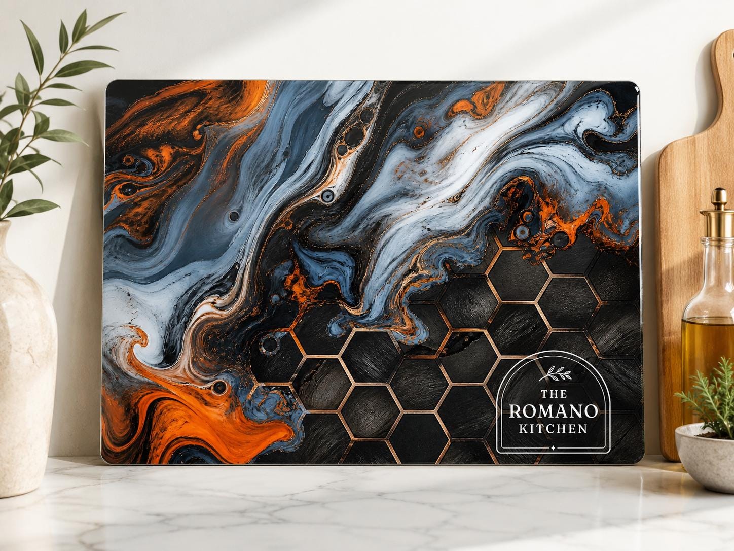 Glass Cutting Board: Personalized Purple Geode Design (8x11 or 11x15)