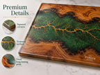 Personalized Emerald Geode Glass Board, Custom Family Kitchen Decor, Wood Look Housewarming Gift