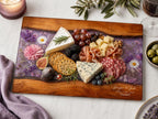 Personalized Floral Cutting Board, Purple Wildflower Glass Board, Custom Kitchen Gift for Housewarming