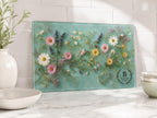 Personalized Glass Cutting Board: Blue Resin Look with Gold Accents