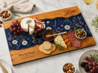 Personalized Glass Cutting Board, Blue Resin & Wood Design (8x11 or 11x15)