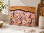 Glass Cutting Board - Purple Geode Design with Custom Couple Names