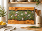 Custom Glass Cutting Board - Blue Resin Style with Gold Details