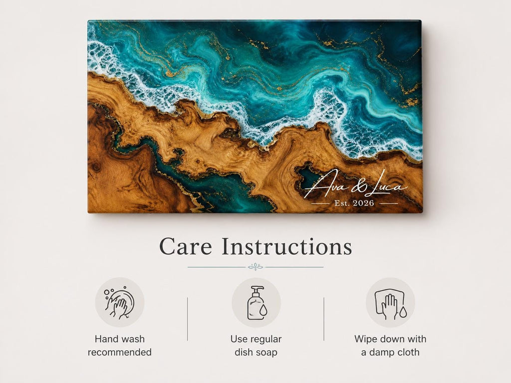 Personalized Cutting Board, Ocean Wave Charcuterie Board, Coastal Kitchen Gift