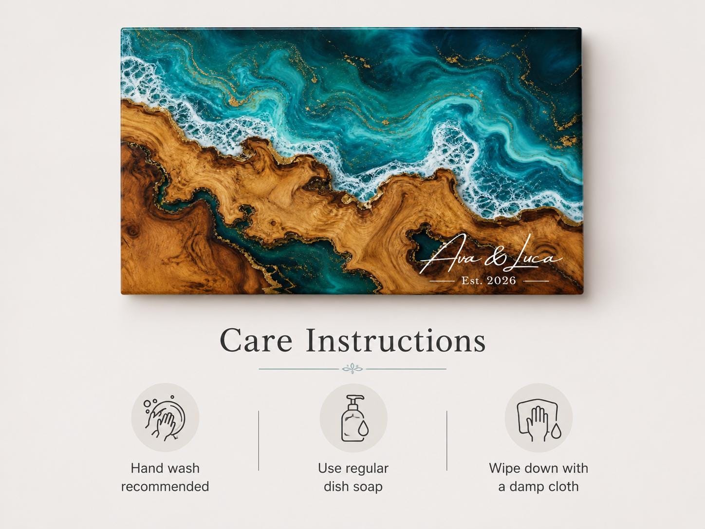 Personalized Cutting Board, Ocean Wave Charcuterie Board, Coastal Kitchen Gift