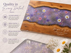Custom Cutting Board: Blue Resin Style - Tempered Glass, Personalized