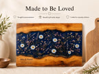Personalized Glass Cutting Board: Blue Resin Look with Gold Accents