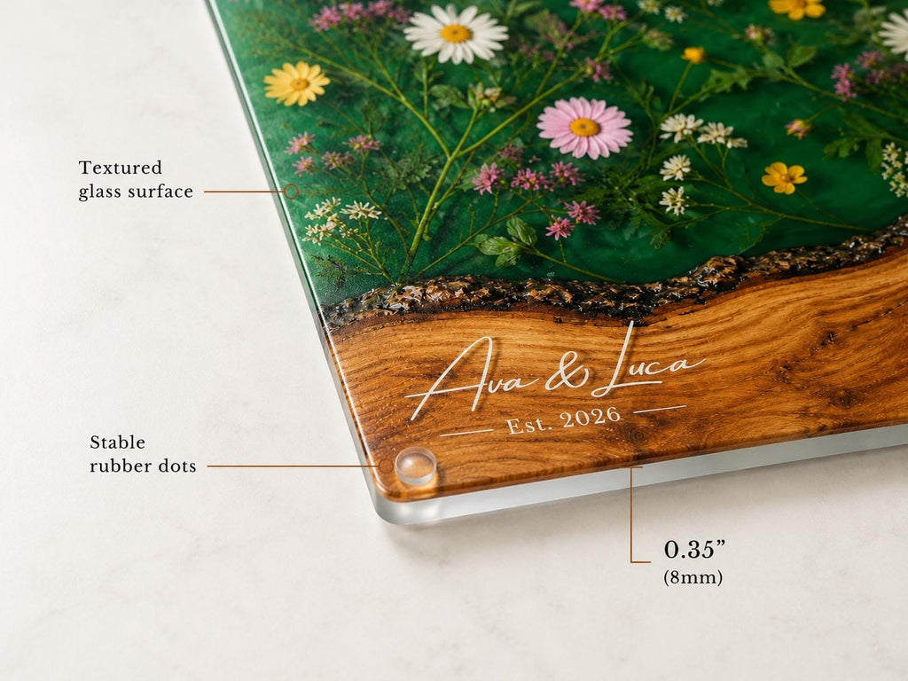 Custom Cutting Board: Blue Resin Style - Personalized Names