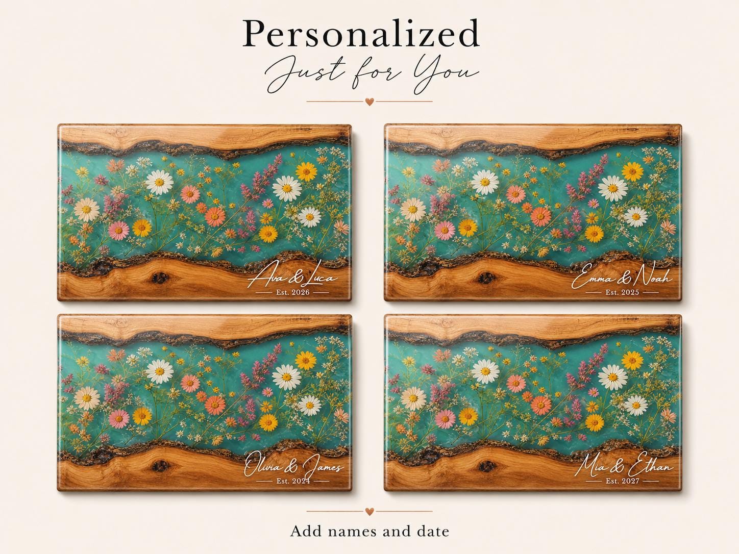 Personalized Cutting Board, Wildflower Chopping Board, Floral Kitchen Gift