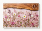 Personalized Family Monogram Serving Board, Pink Wildflower Glass Board, Custom Housewarming Gift
