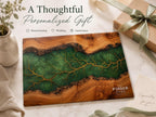 Personalized Emerald Geode Glass Board, Custom Family Kitchen Decor, Wood Look Housewarming Gift