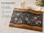 Personalized Floral Cutting Board, Dark Wildflower Glass Board, Custom Couple Kitchen Gift