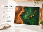 Custom Glass Cutting Board: Blue Resin Style (Two Sizes Available)