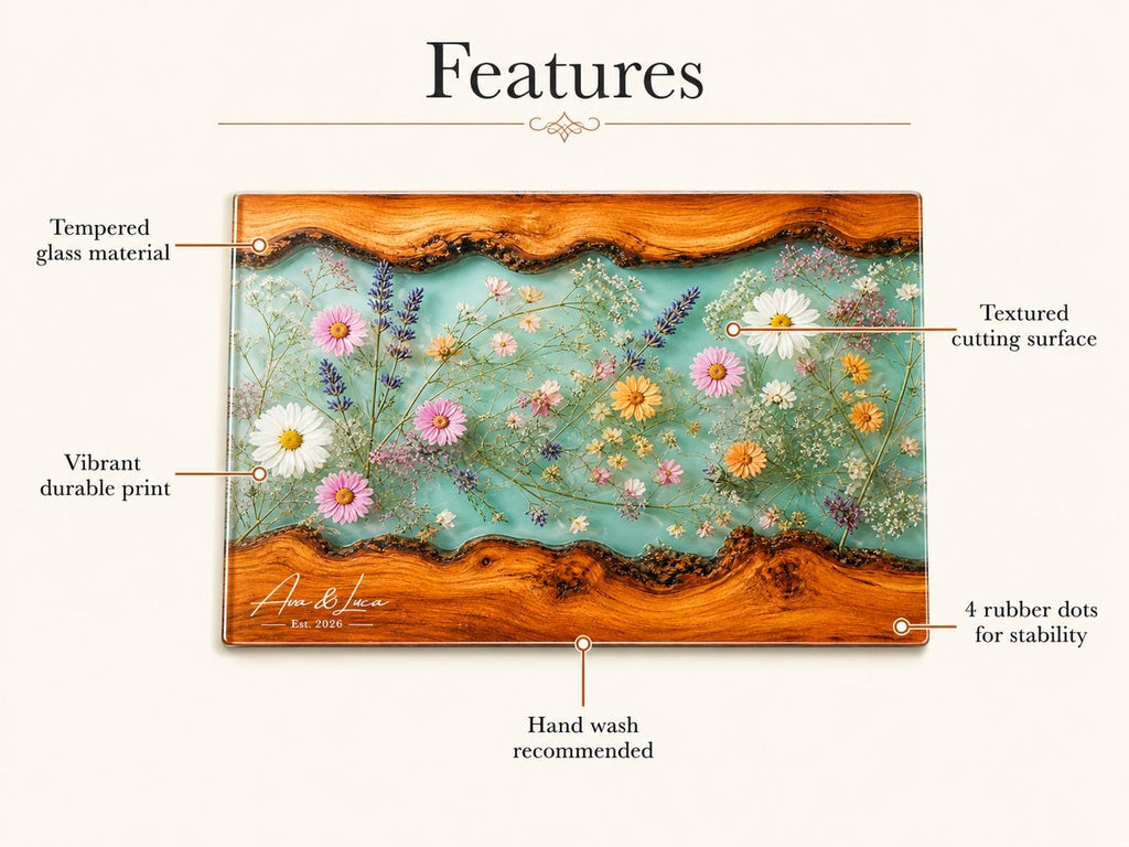 Botanical Cutting Board, Personalized Charcuterie Board, Wildflower Kitchen Gift