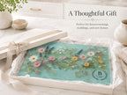 Personalized Glass Cutting Board: Blue Resin Look with Gold Accents
