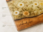 Personalized Floral Cutting Board, Neutral Daisy Glass Board, Custom Wedding Kitchen Gift
