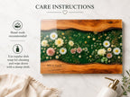 Personalized Floral Cutting Board, Green Daisy Glass Board, Custom Couple Kitchen Gift