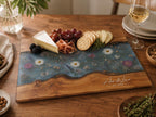 Personalized Cutting Board, Blue Floral Cheese Board, Custom Kitchen Gift